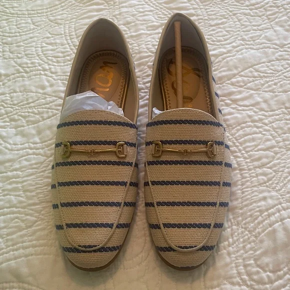 New in box Sam Edelman Loraine Cobalt Striped Flats Loafers size 7.5 - Picture 6 of 12
